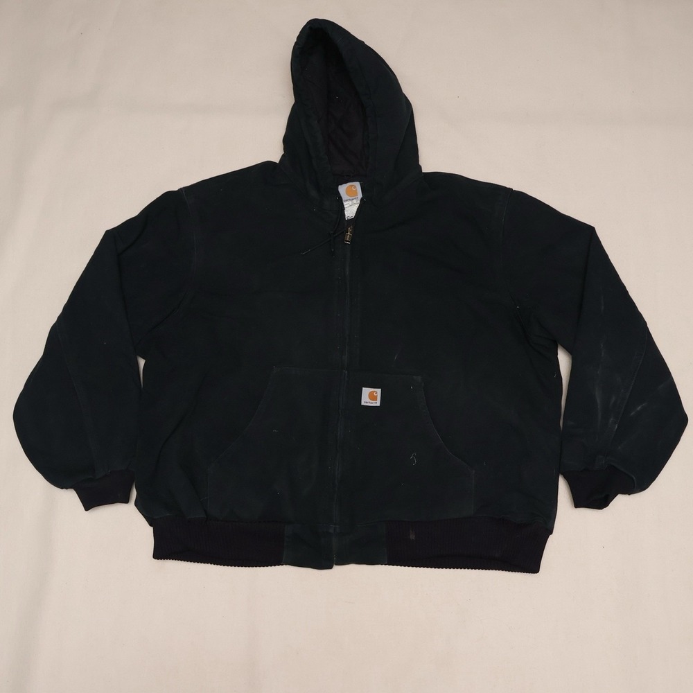 Carhartt J140 BLK 2XL Black Quilted Lined Active Jacket Hooded Workwear